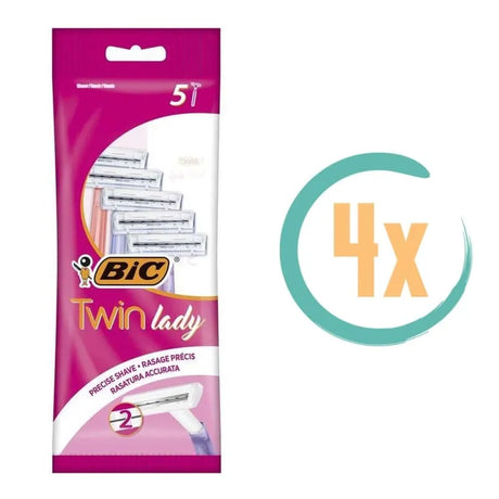 4x Bic Wegwerp Scheermesjes Twin Lady 5 stuks (20 totaal) -