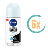 6x Nivea Invisible Black & White Pure Deoroller 50ml - 