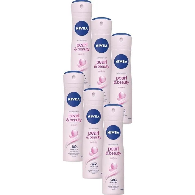 6x Nivea Pearl & Beauty Deospray 150ml - Deodorant voor 