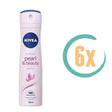 6x Nivea Pearl & Beauty Deospray 150ml - Deodorant voor 