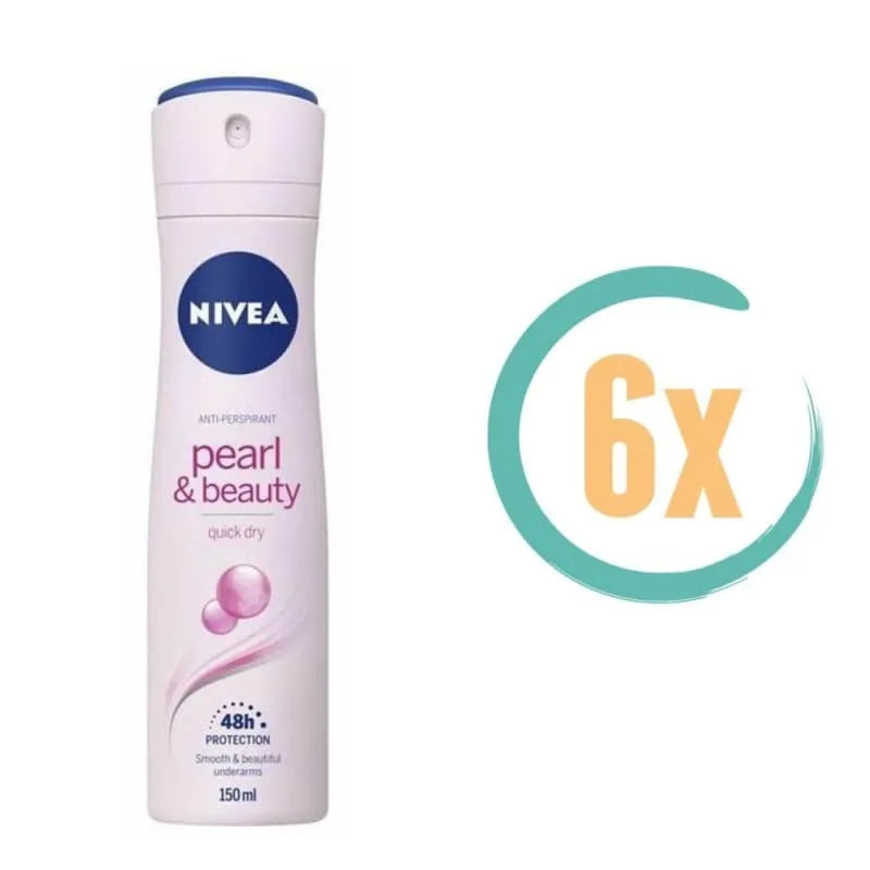 6x Nivea Pearl & Beauty Deospray 150ml - Deodorant voor 