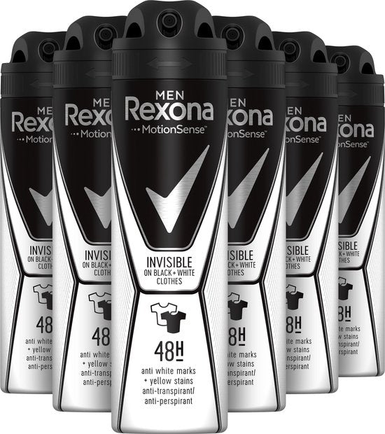 6x Rexona Men Invisible Black & White Deospray 150ml