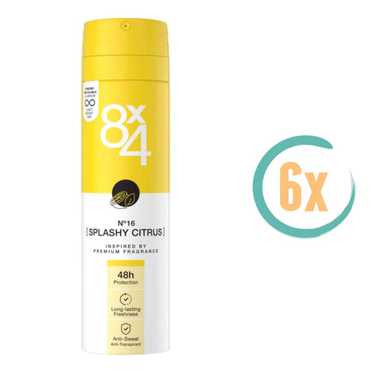 6x No. 16 Splashy Citrus 8x4 Deospray 150ml