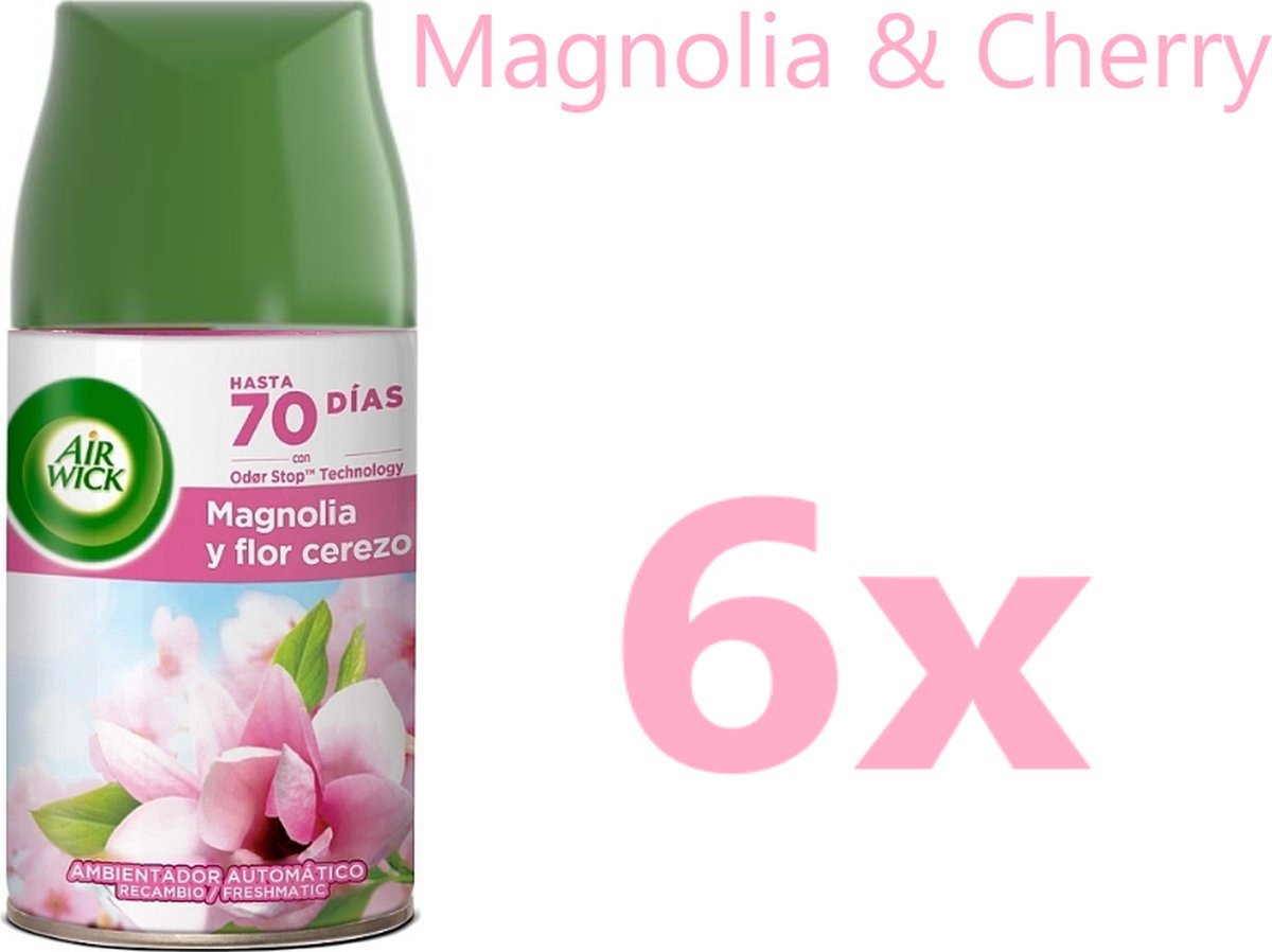 6x Airwick Freshmatic Navulling Magnolia & Kersenbloesem, VoordeligInslaan.nl