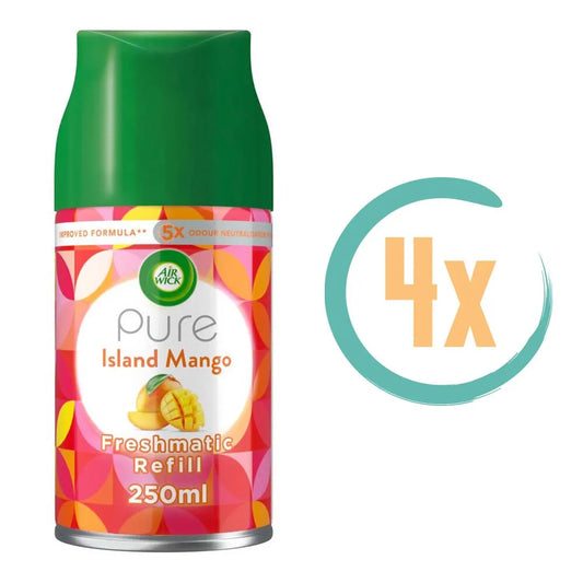 4x Airwick Freshmatic Navulling Island Mango 250ml, VoordeligInslaan.nl