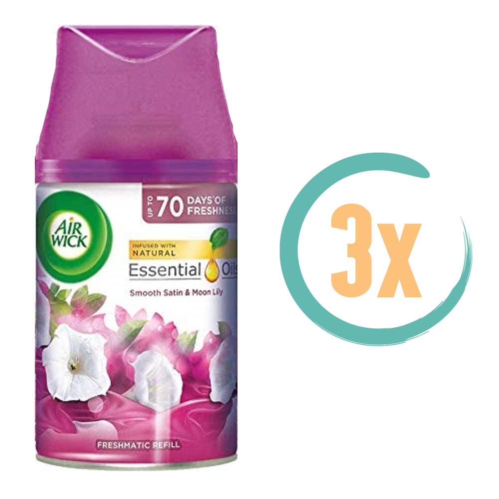 3x Airwick Freshmatic Navulling Smooth Satin & Moon Lily 250ml, VoordeligInslaan.nl