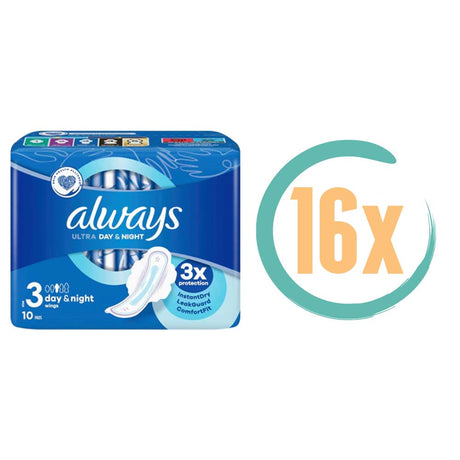 16x Always Day & Night Maandverband Odour Block, VoordeligInslaan.nl