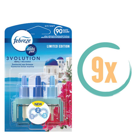 9x Ambi Pur 3volution Santorini Sea Breeze Navulling 20ml, VoordeligInslaan.nl