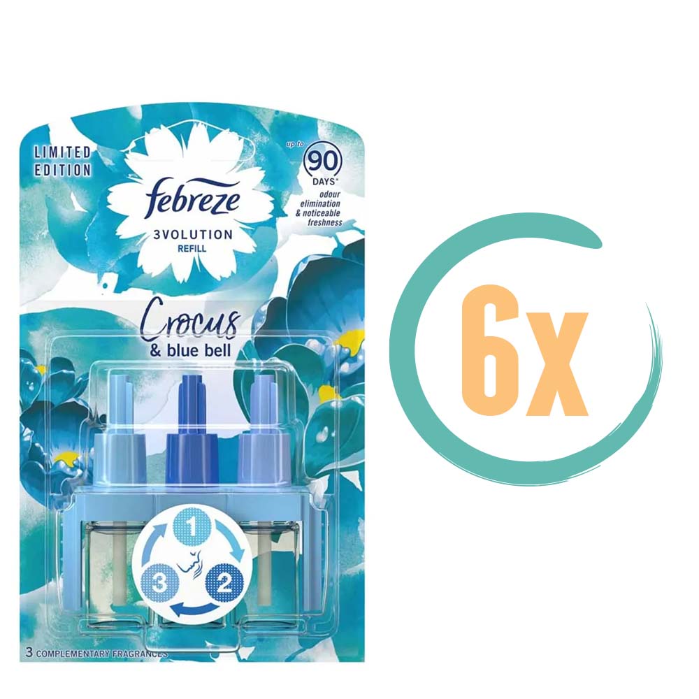 6x Ambi Pur Febreze 3Volution Navulling Crocus & Bluebell 20ml, VoordeligInslaan.nl