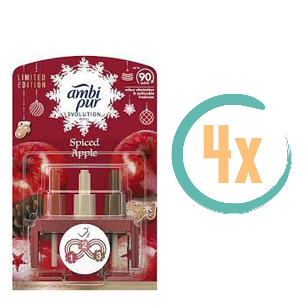 4x Ambi Pur 3Volution Navulling Spiced Apple 20ml