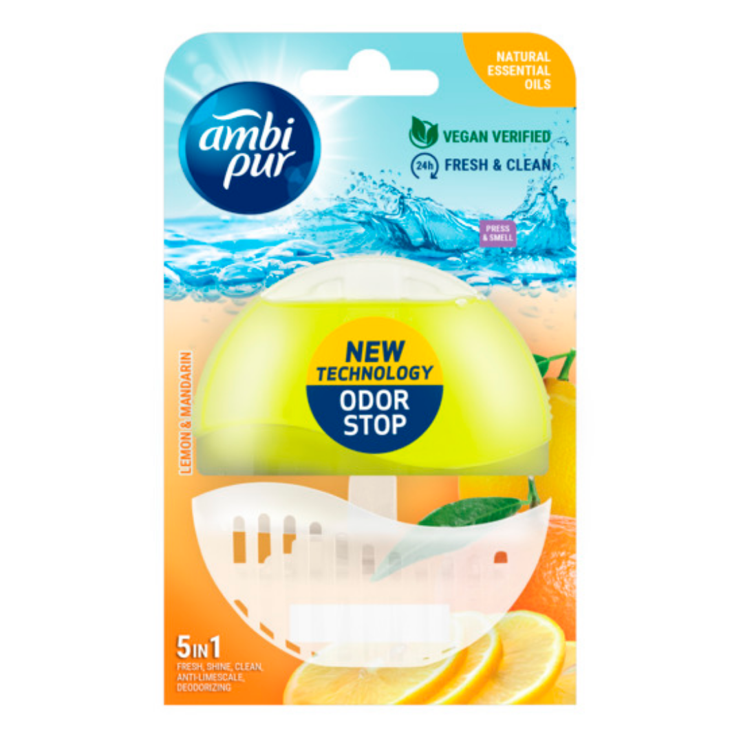 12x Ambi Pur Lemon & Mandarin Toiletblok 55ml, VoordeligInslaan.nl