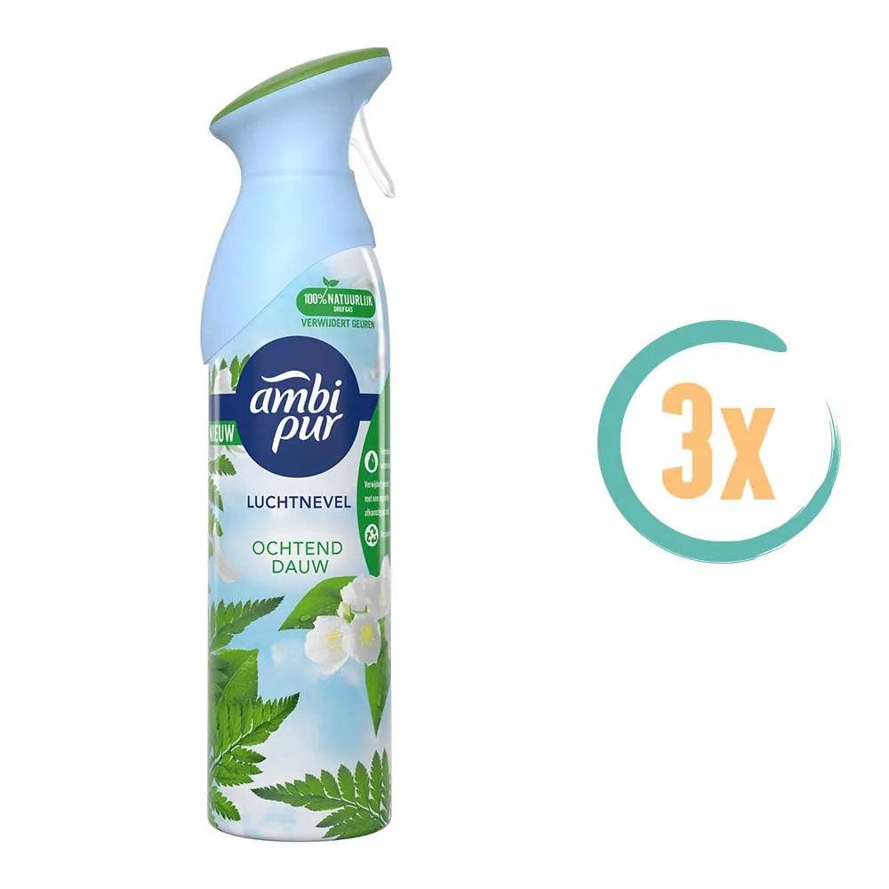 3x Ambi Pur Ochtend Dauw Luchtverfrisserspray 300ml