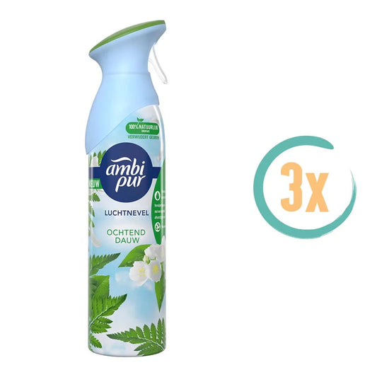 3x Ambi Pur Ochtend Dauw Luchtverfrisserspray 300ml