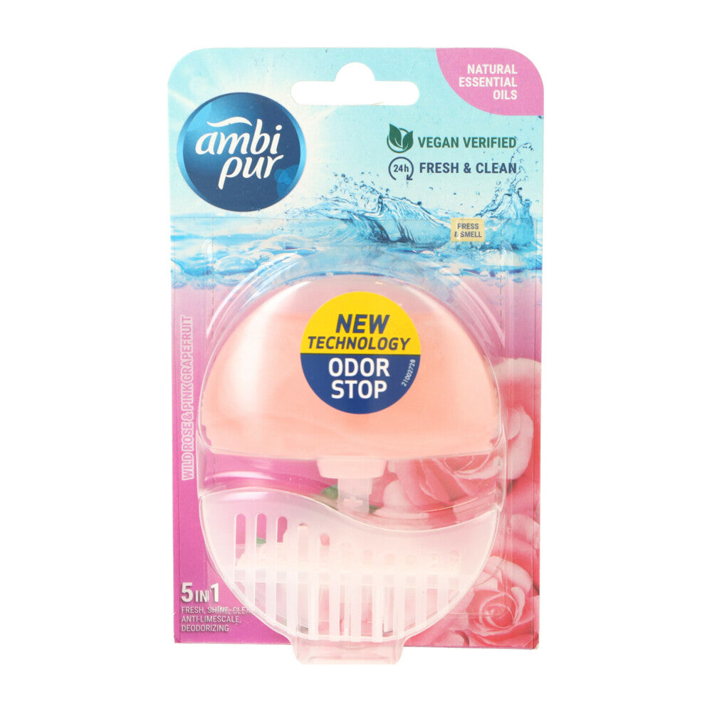 12x Ambi Pur Wild Rose & Pink Grapefruit Toiletblok 55ml, VoordeligInslaan.nl