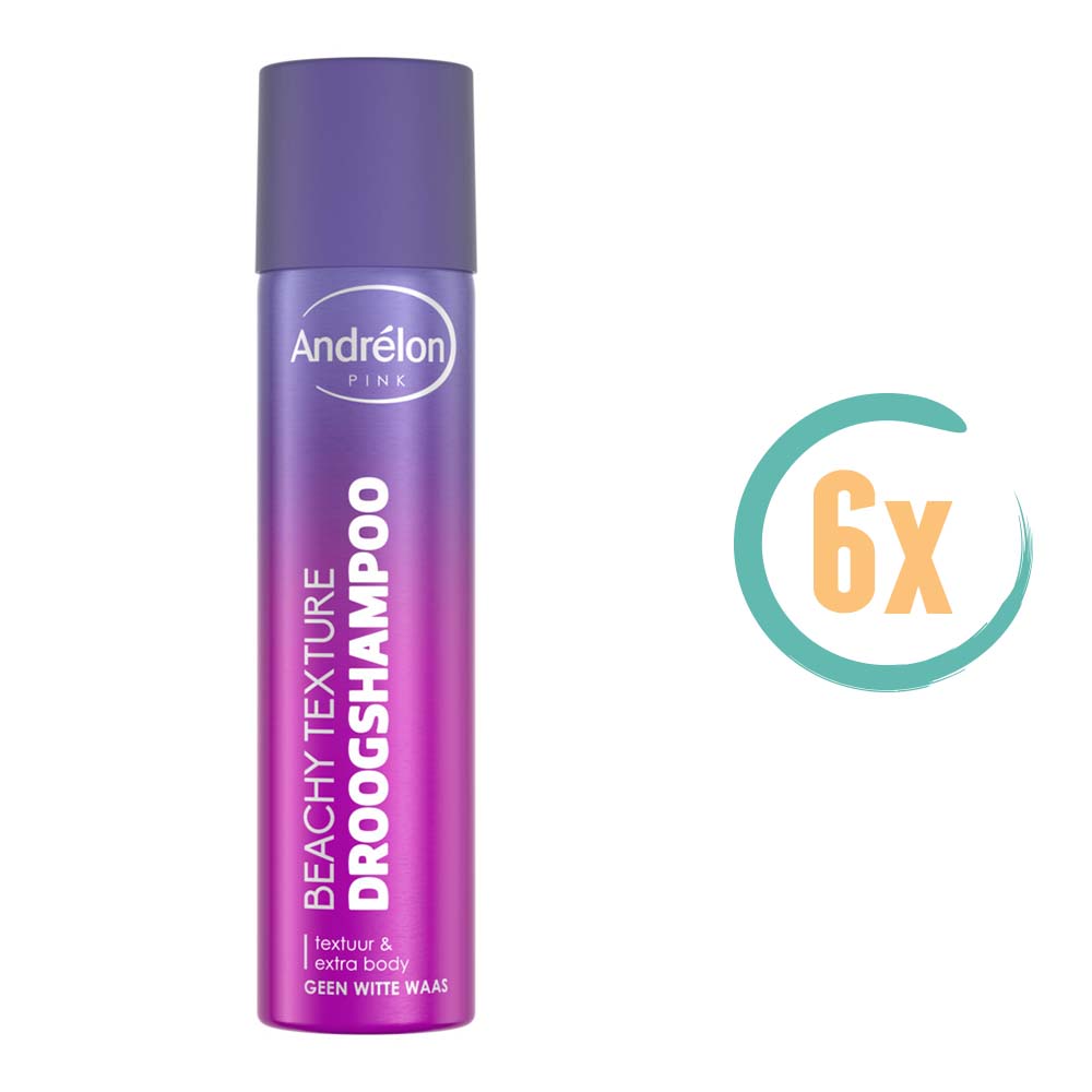 6x Andrelon Pink Droogshampoo Beachy Texture 250ml