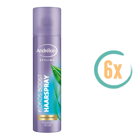 6x Andrelon Kokos Boost Haarspray 250ml
