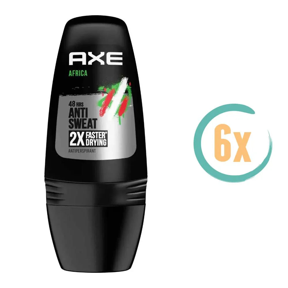 6x Axe Africa Anti Sweat Deoroller 50ml