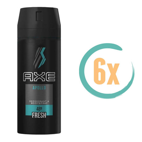 6x Axe Apollo Deodorant 150ml, VoordeligInslaan.nl