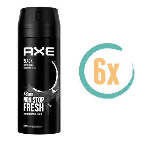 6x Axe Black Bodyspray 150ml, VoordeligInslaan.nl