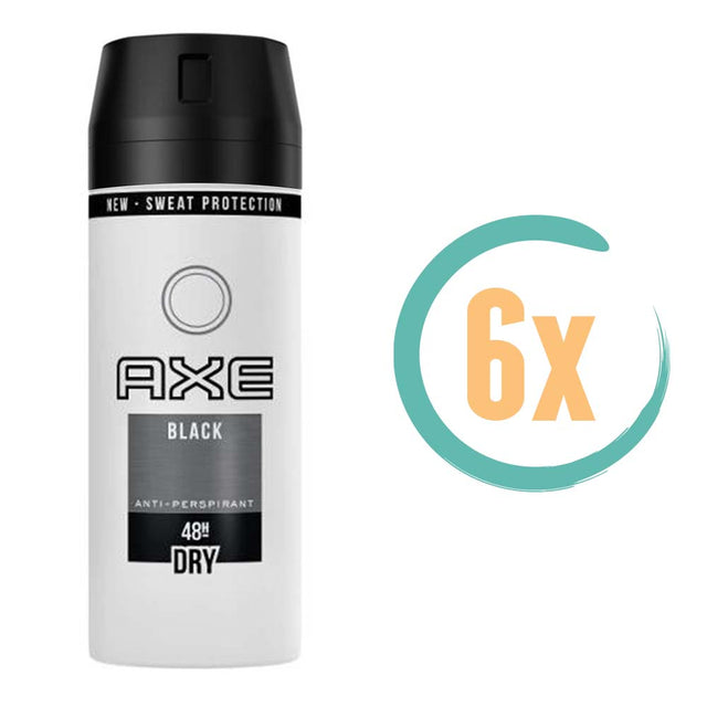 6x Axe Black Dry Deospray 150ml, VoordeligInslaan.nl