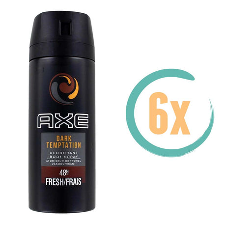 6x Axe Dark Temptation Deospray 150ml, VoordeligInslaan.nl