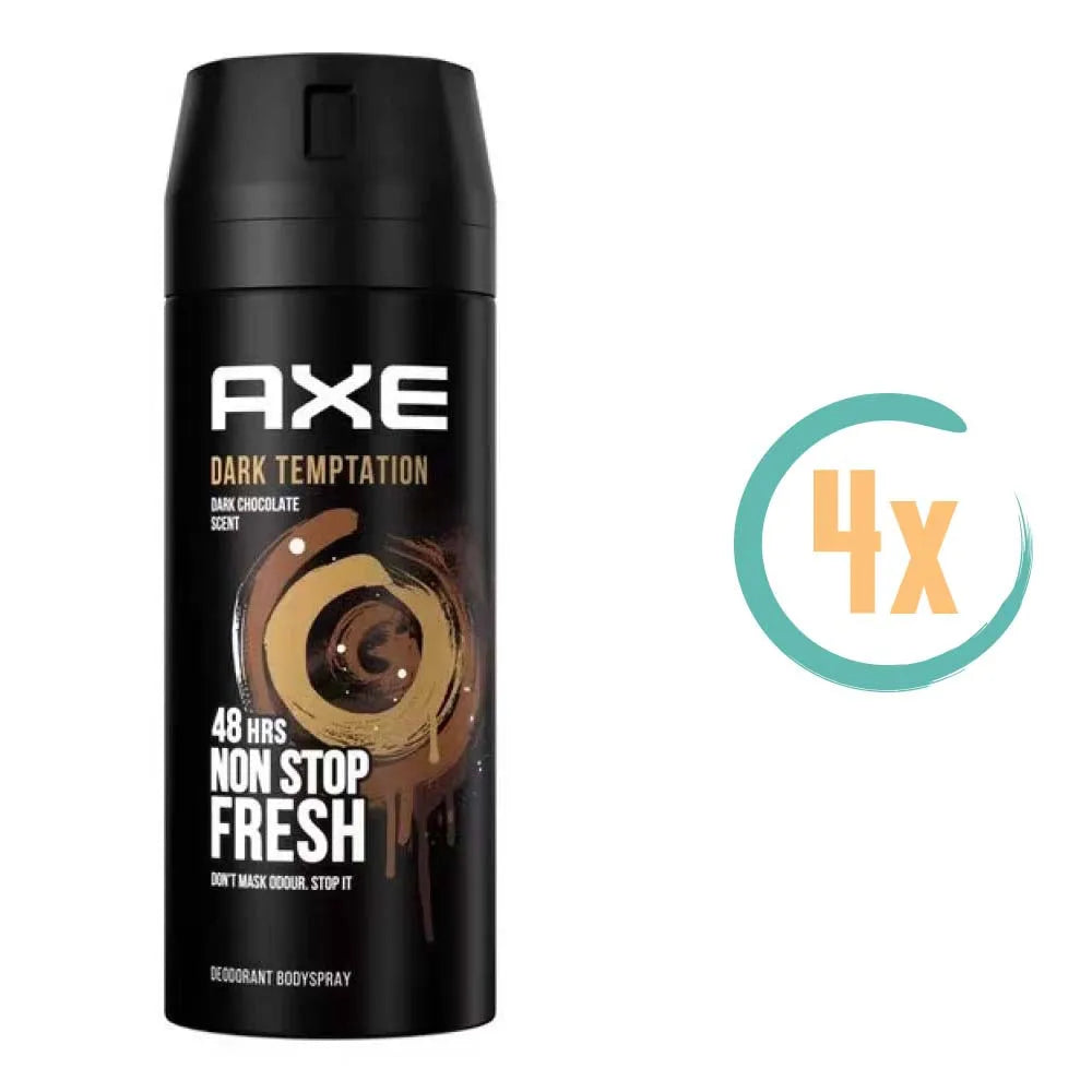 4x Axe Dark Temptation Non Stop Fresh Deospray 150ml