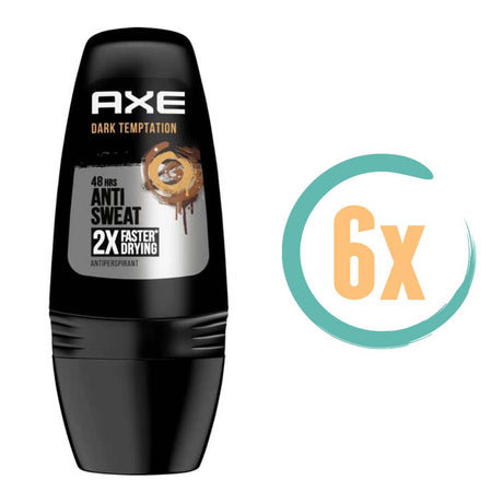 6x Axe Dark Temptation Anti Sweat Deoroller 50ml, VoordeligInslaan.nl