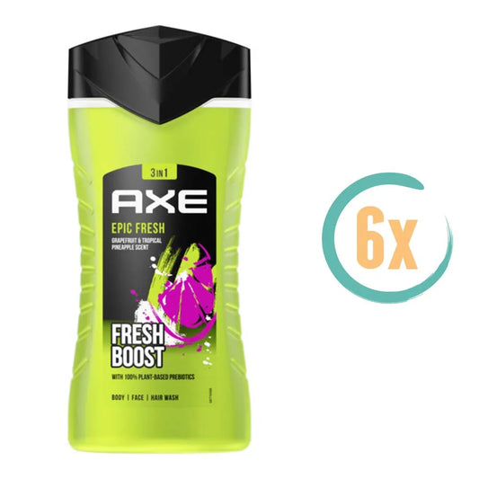 6x Axe Epic Fresh 3in1 Douchegel 250ml