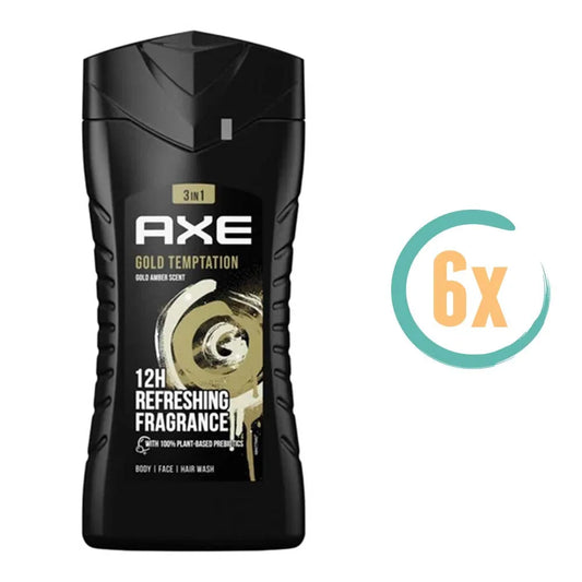 6x Axe Gold Temptation 3in1 Douchegel 250ml