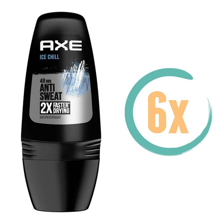 6x Axe Ice Chill Anti Sweat Deoroller 50ml, VoordeligInslaan.nl