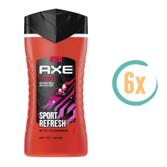 6x Axe Recharge 3in1 Douchegel 250ml