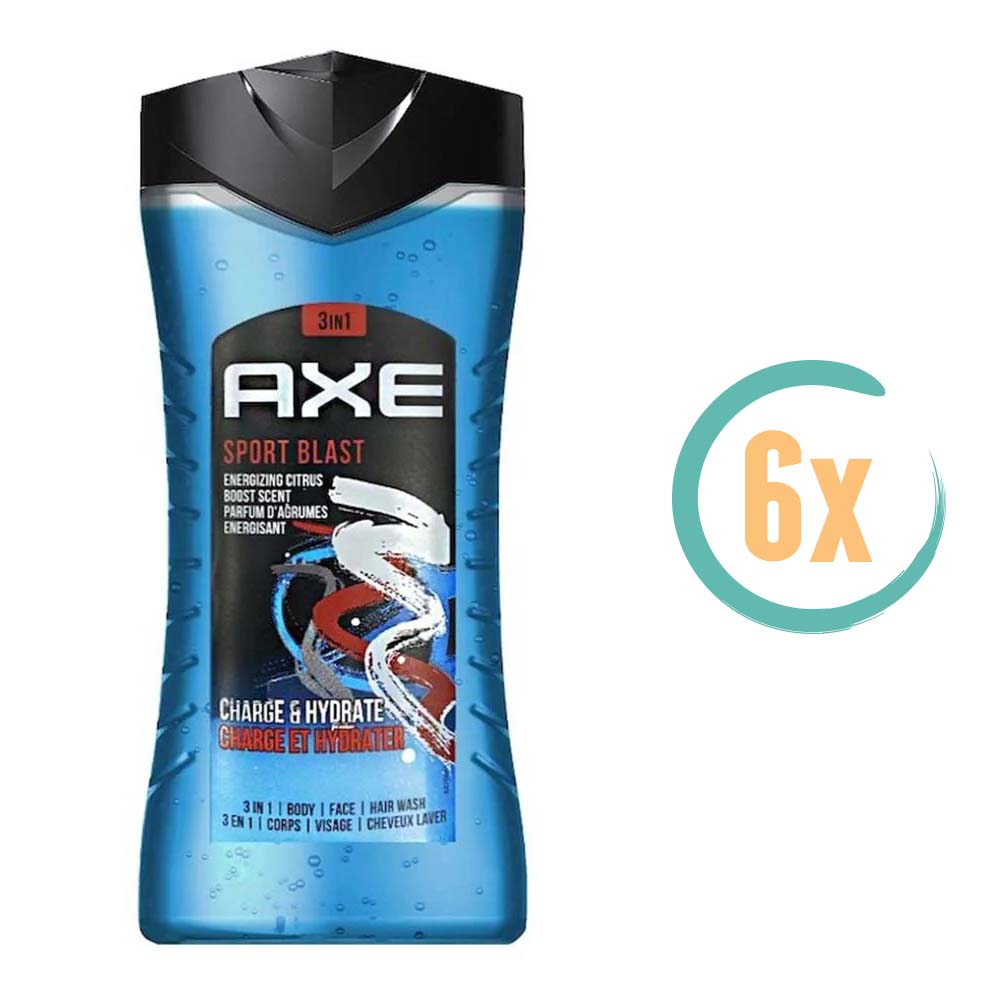 6x Axe Sport Blast 3in1 Douchegel 250ml