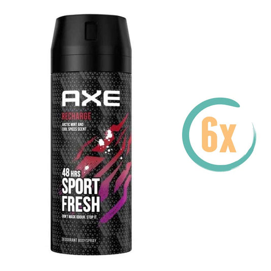 6x Axe Sport Recharge Deospray 150ml