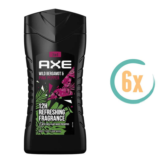 6x Axe Wild Bergamot & Pink Pepper Douchegel 250ml