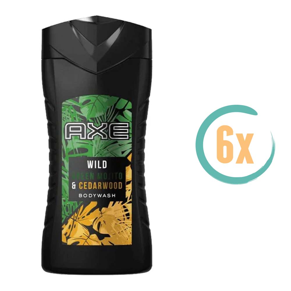 6x Axe Wild Green Mojito & Cedarwood Douchegel 250ml