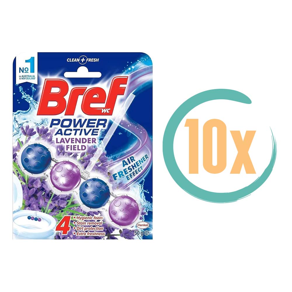 10x Bref Power Active Lavendel Toiletblok 50g, VoordeligInslaan.nl