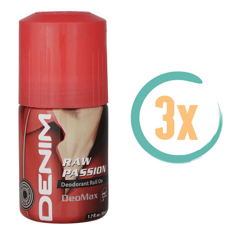 3x Denim Raw Passion Deoroller 50ml, VoordeligInslaan.nl