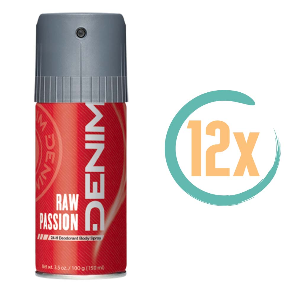 12x Denim Raw Passion Deospray 150ml, VoordeligInslaan.nl