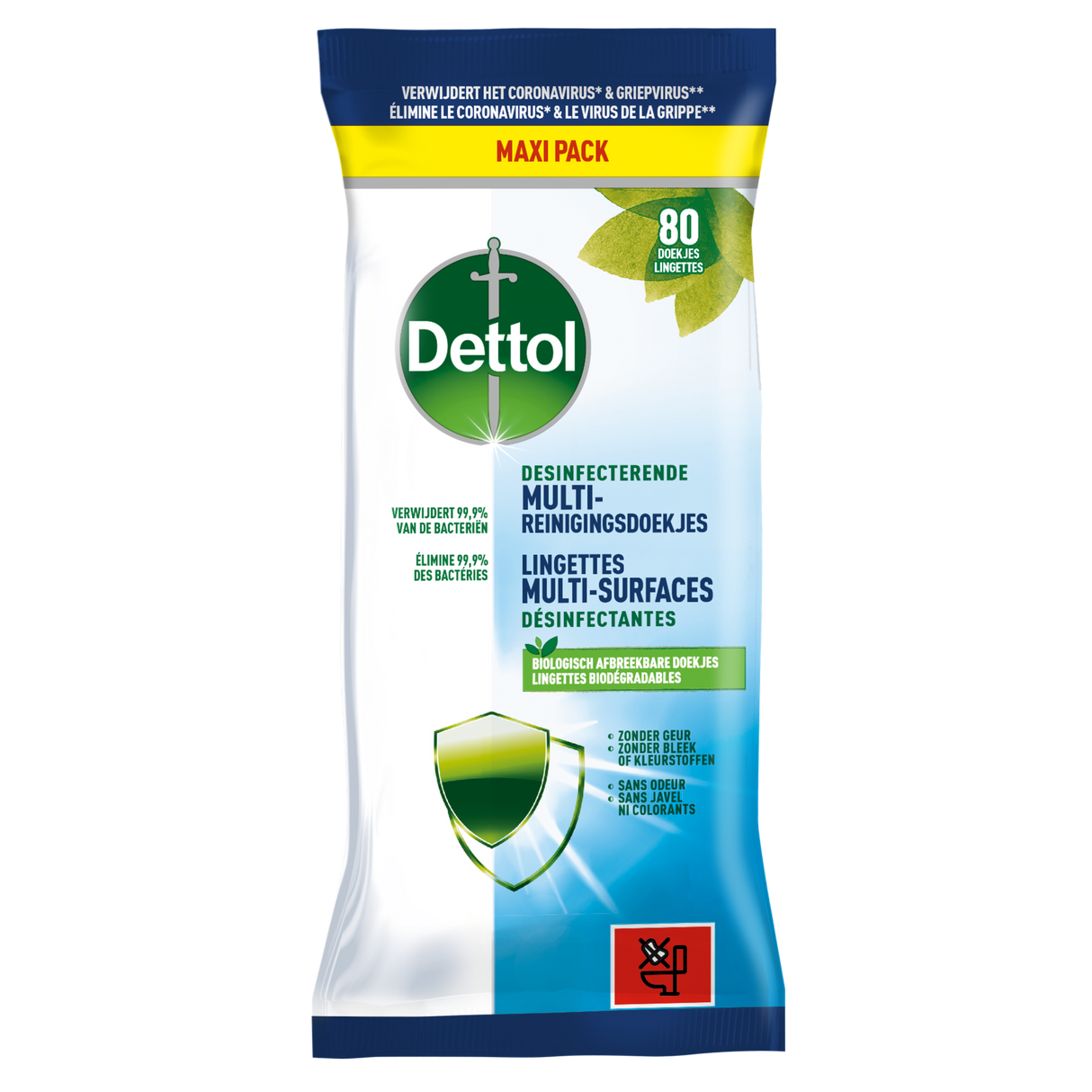 5x Dettol Desinfecterende Multi Reinigingsdoekjes 80 Stuks