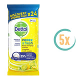 5x Dettol Power & Fresh Citroen Schoonmaakdoekjes 24 stuks