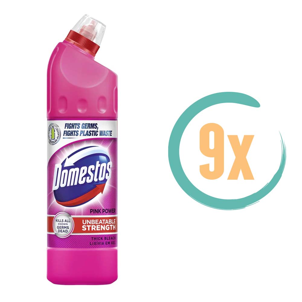 9x Domestos Toiletreiniger Pink Power 750ml, VoordeligInslaan.nl