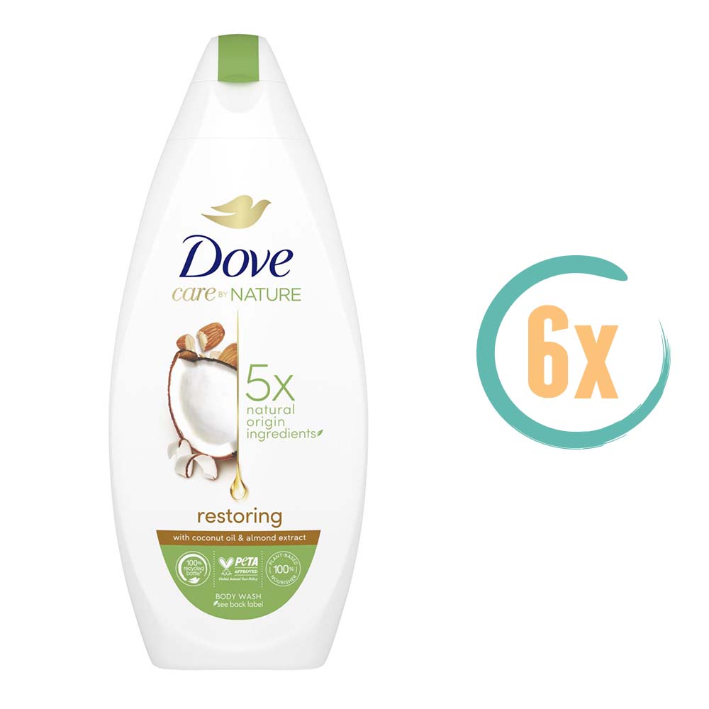 6x Dove Care By Nature Restoring Douchegel 225ml