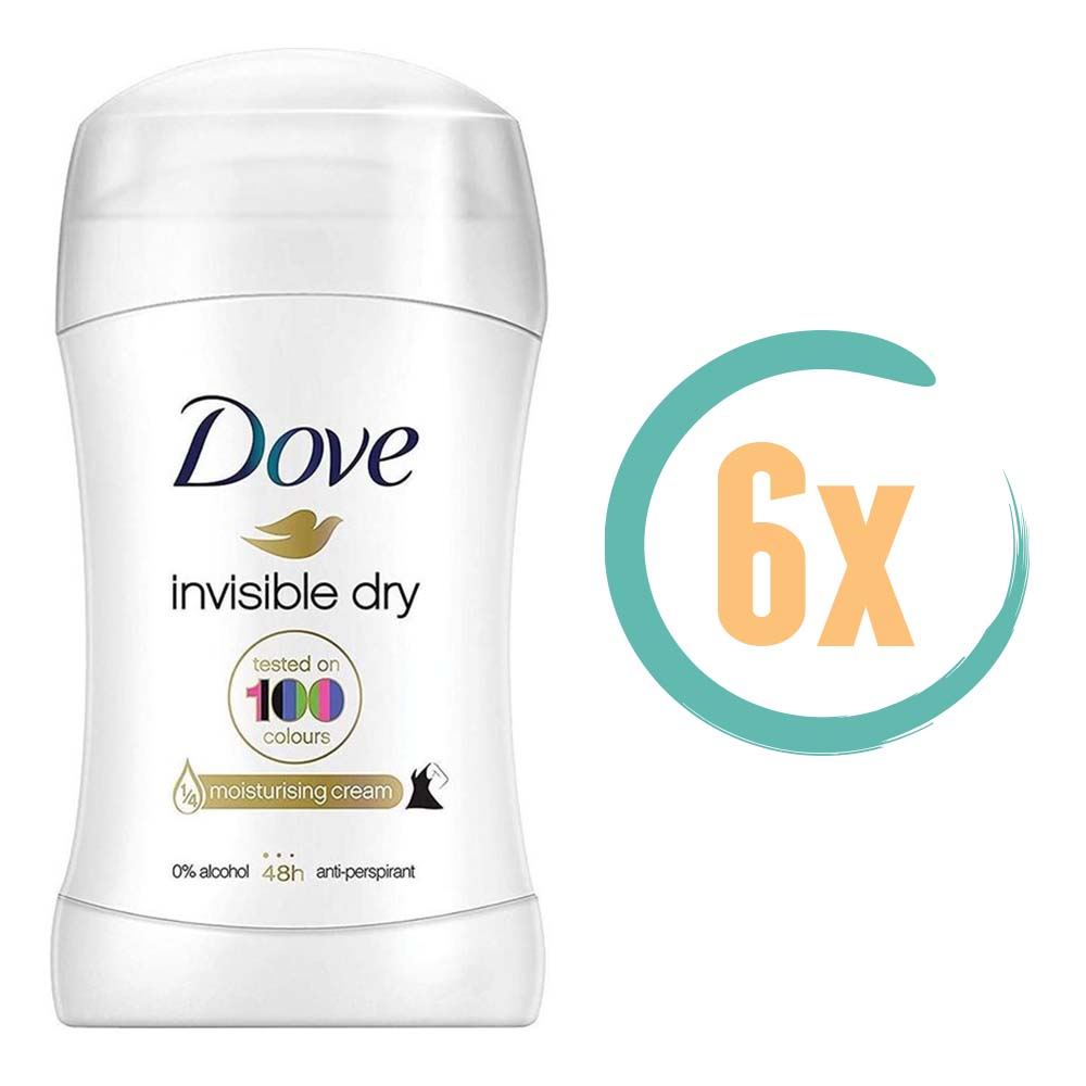 6x Dove Invisible Dry Deostick 40ml, VoordeligInslaan.nl