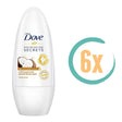 6x Dove Kokos en Jasmijn Deoroller 50ml, VoordeligInslaan.nl