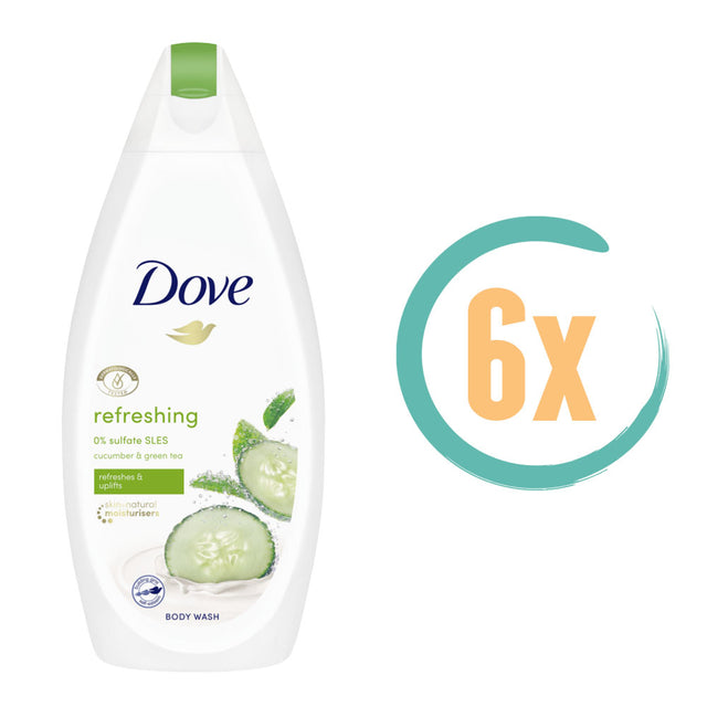 6x Dove Komkommer & Groene Thee Douchecrème 225ml, VoordeligInslaan.nl