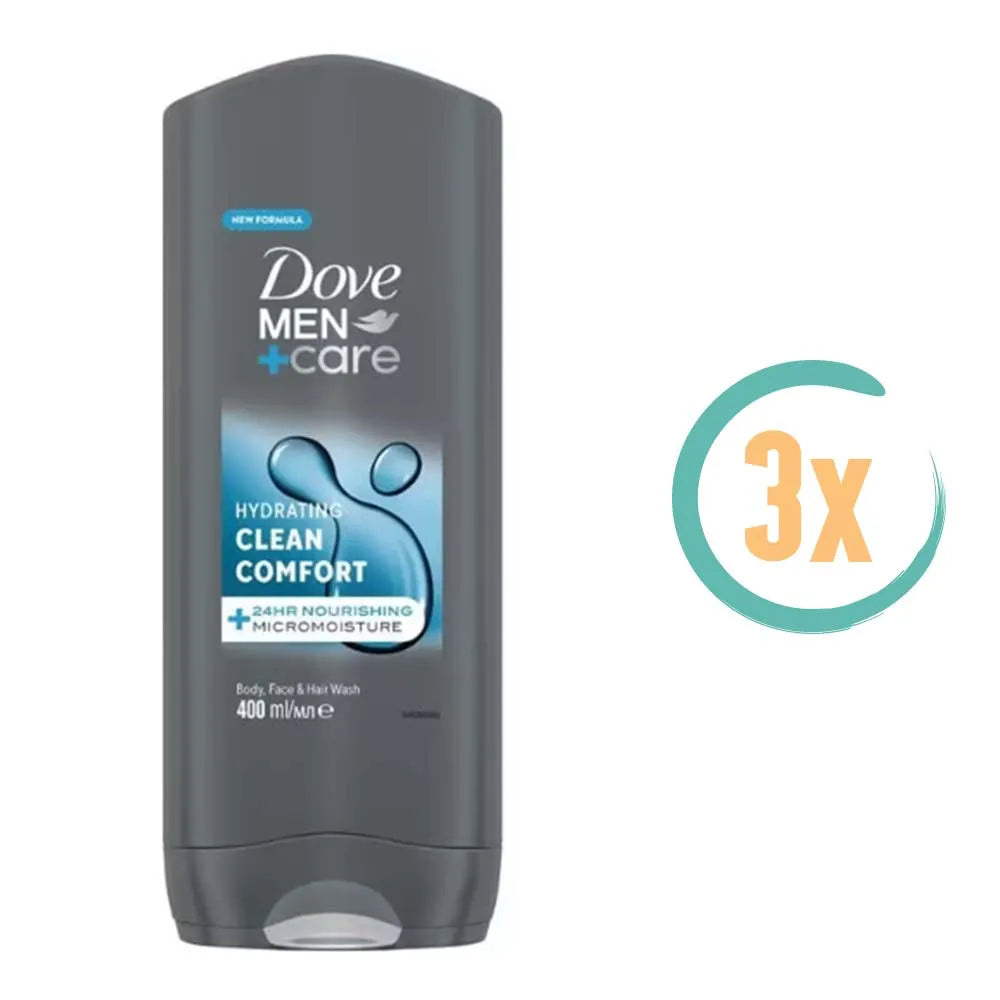 3x Dove Men Clean Comfort Douchegel 400ml