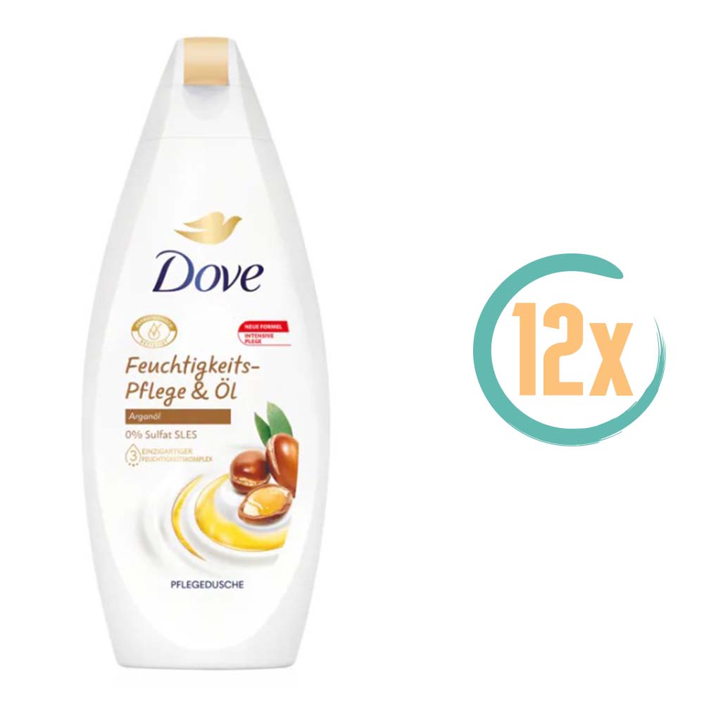 12x Dove Moisturising Care & Argan Oil Douchegel 250ml