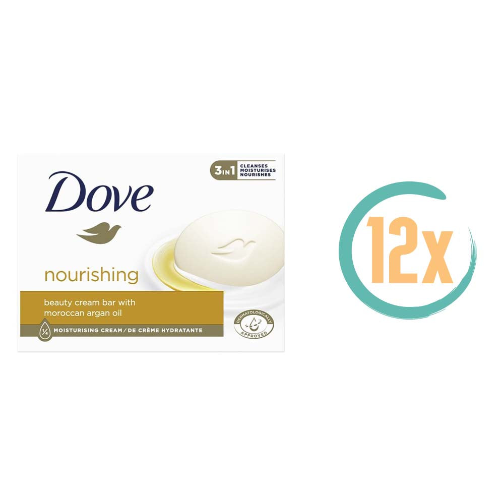 12x Dove Nourishing Argan Oil Cream Bar 90gr