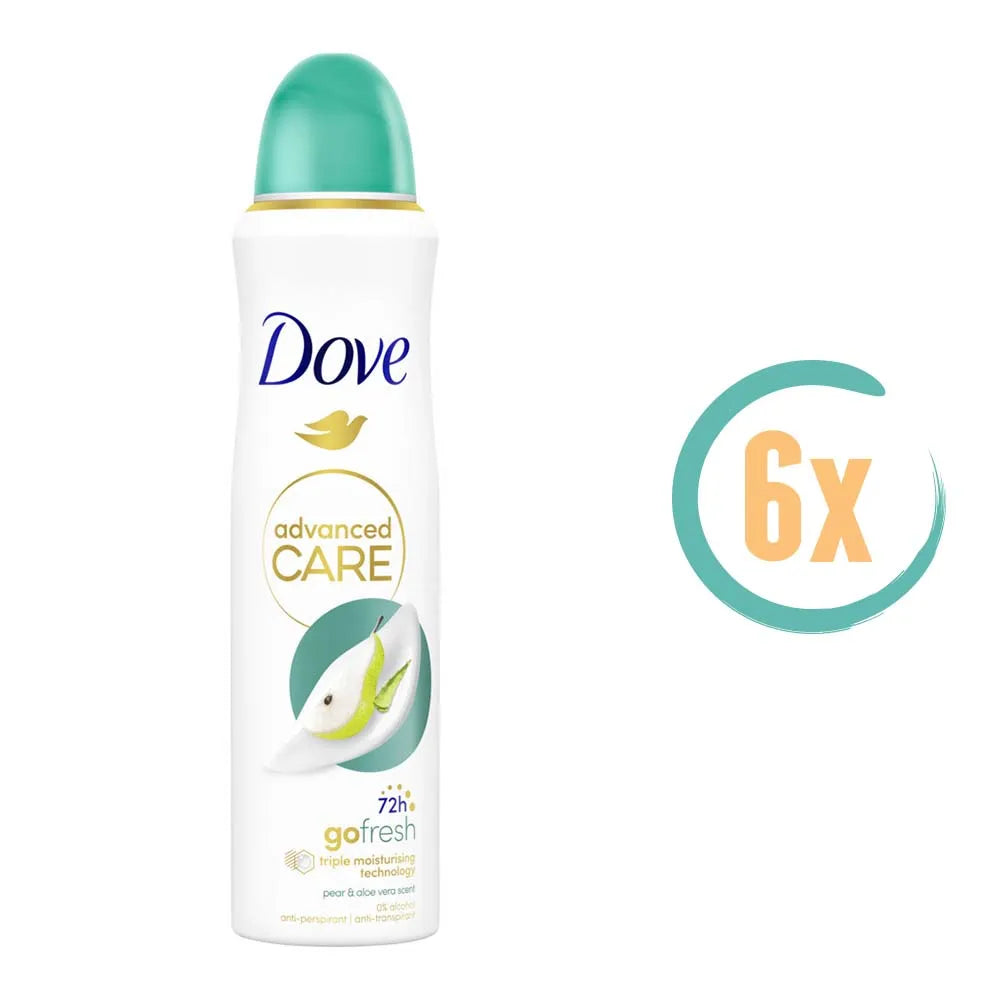 6x Dove Advanced Pear & Aloë Vera 72H Deospray 150ml