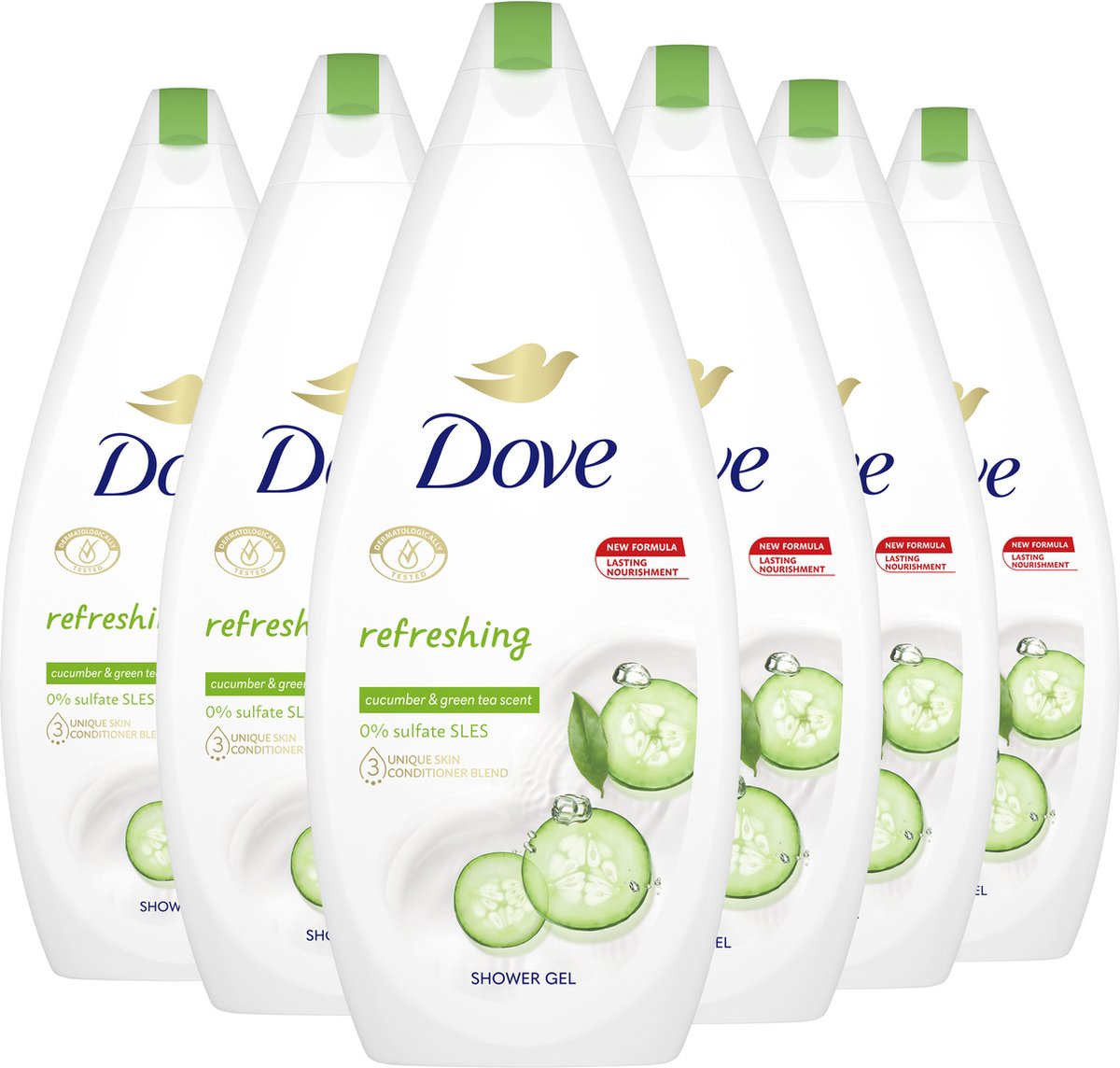 6x Dove Komkommer & Groene Thee Douchecrème 225ml, VoordeligInslaan.nl